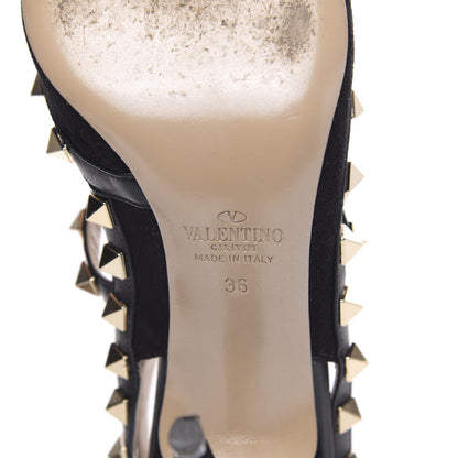 Valentino Garavani Suede Rockstud Ankle Strap Pumps 36 Black 7 of 9