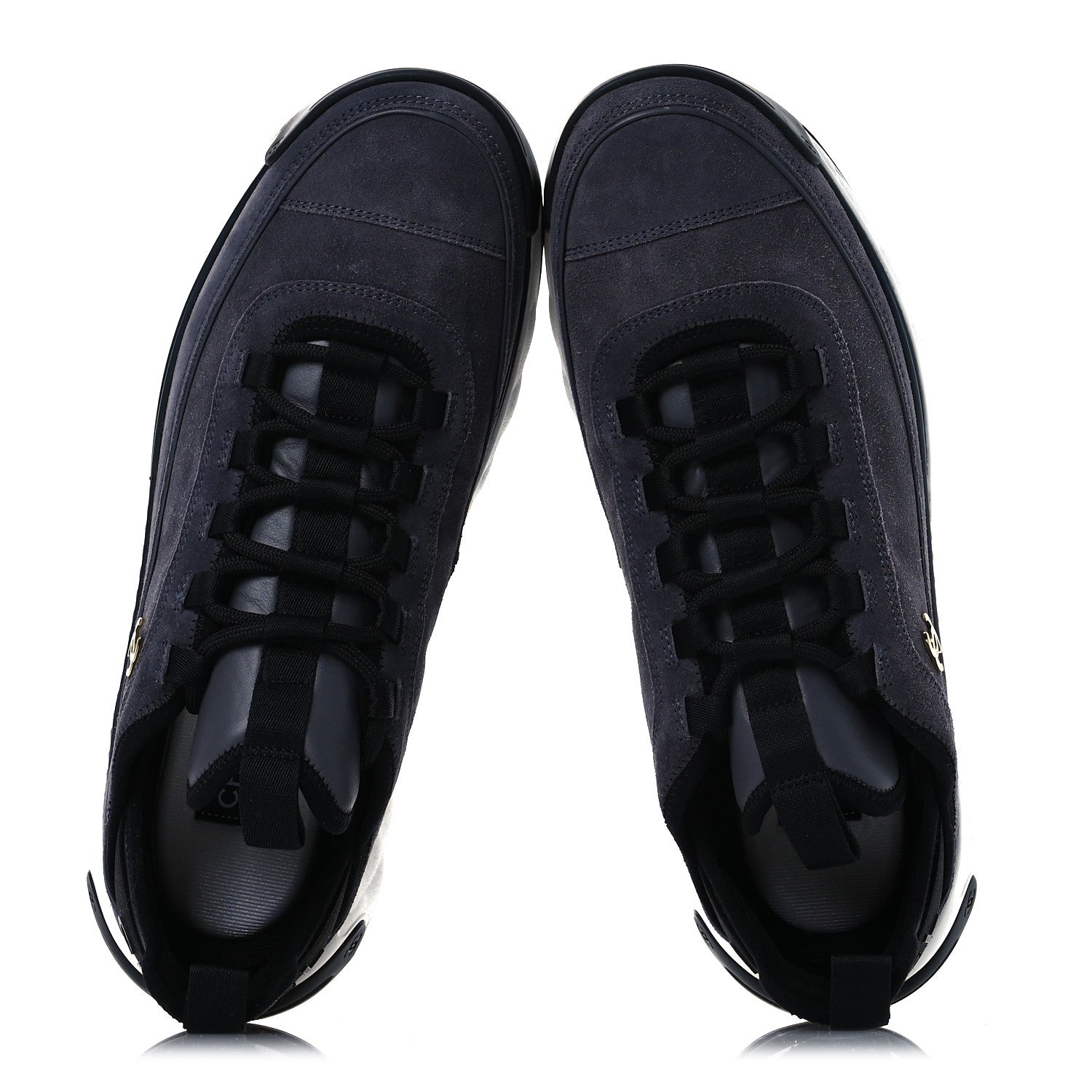 Chanel Suede Calfskin Nylon Grosgrain CC Sneakers 41.5 Grey 2 of 10