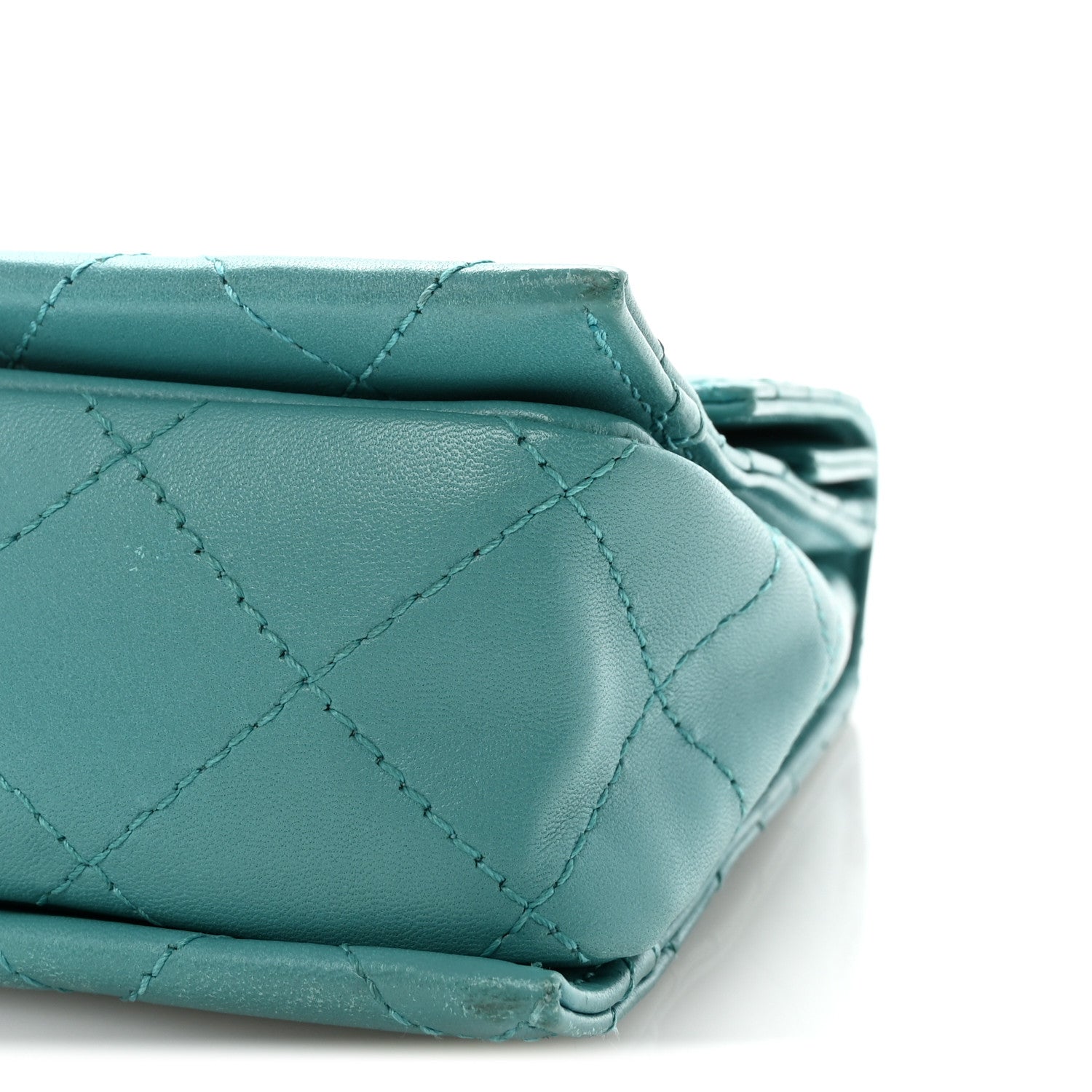 Chanel Calfskin Stitched Double Flap Bag Turquoise 10 of 10