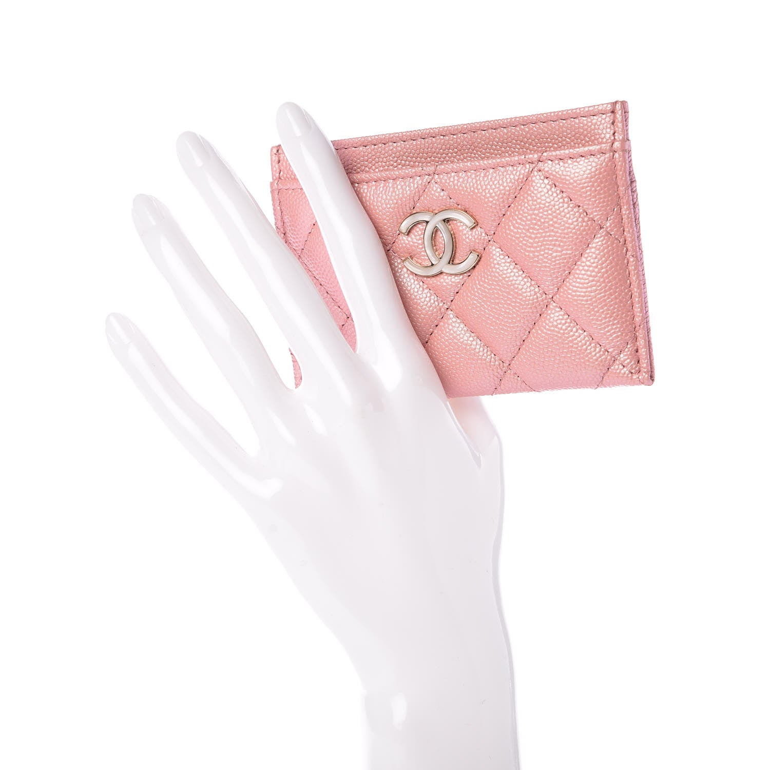 Chanel Iridescent Caviar Quilted Card Holder Rose Pink 2 of 9