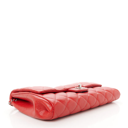 Chanel Caviar Quilted Clutch With Chain Flap Red 4 of 11