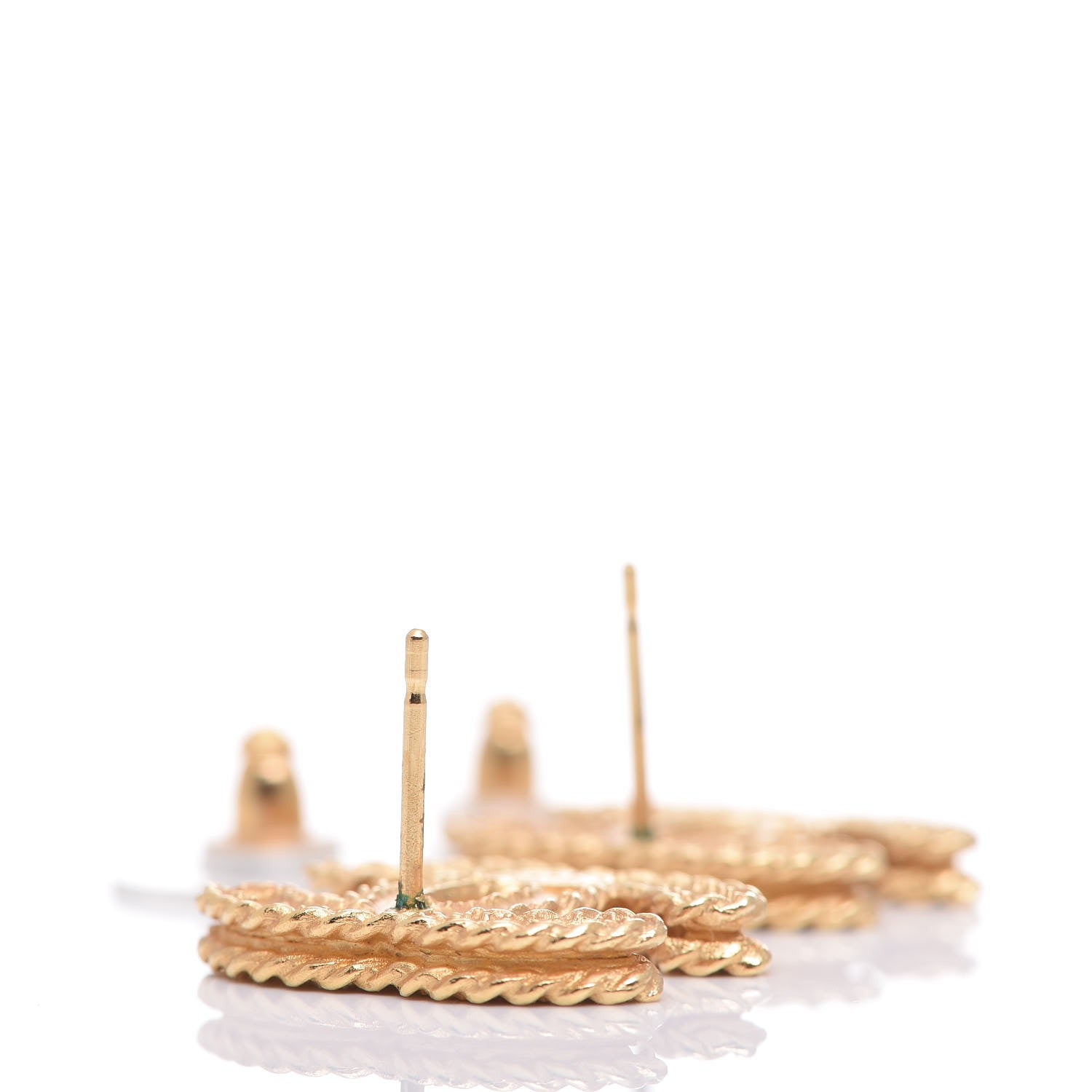 Chanel Metal CC Rope Earrings Matte Gold 3 of 5