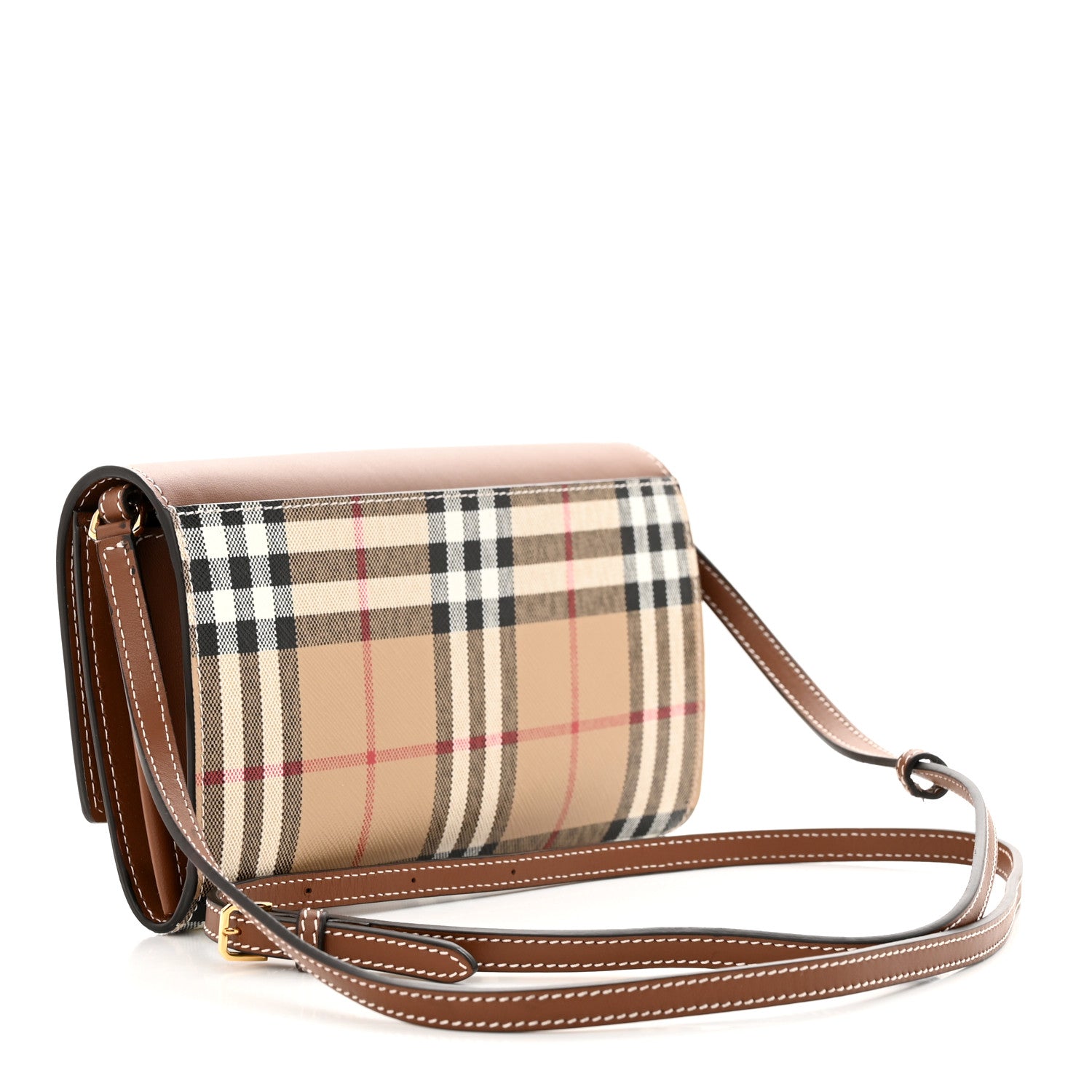 Burberry Calfskin Vintage Check Wallet With Detachable Strap Archive Beige Tan 3 of 10