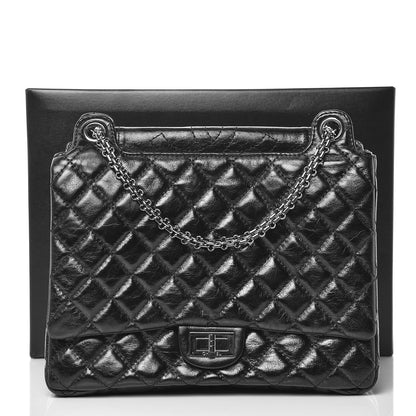 Chanel Metallic Aged Calfskin Quilted Reissue 2.55 Accordion Flap Black 8 of 8