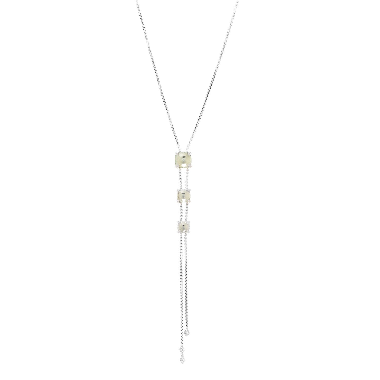 David Yurman Sterling Silver Diamond Prasiolite Chatelaine Y Necklace 1 of 7