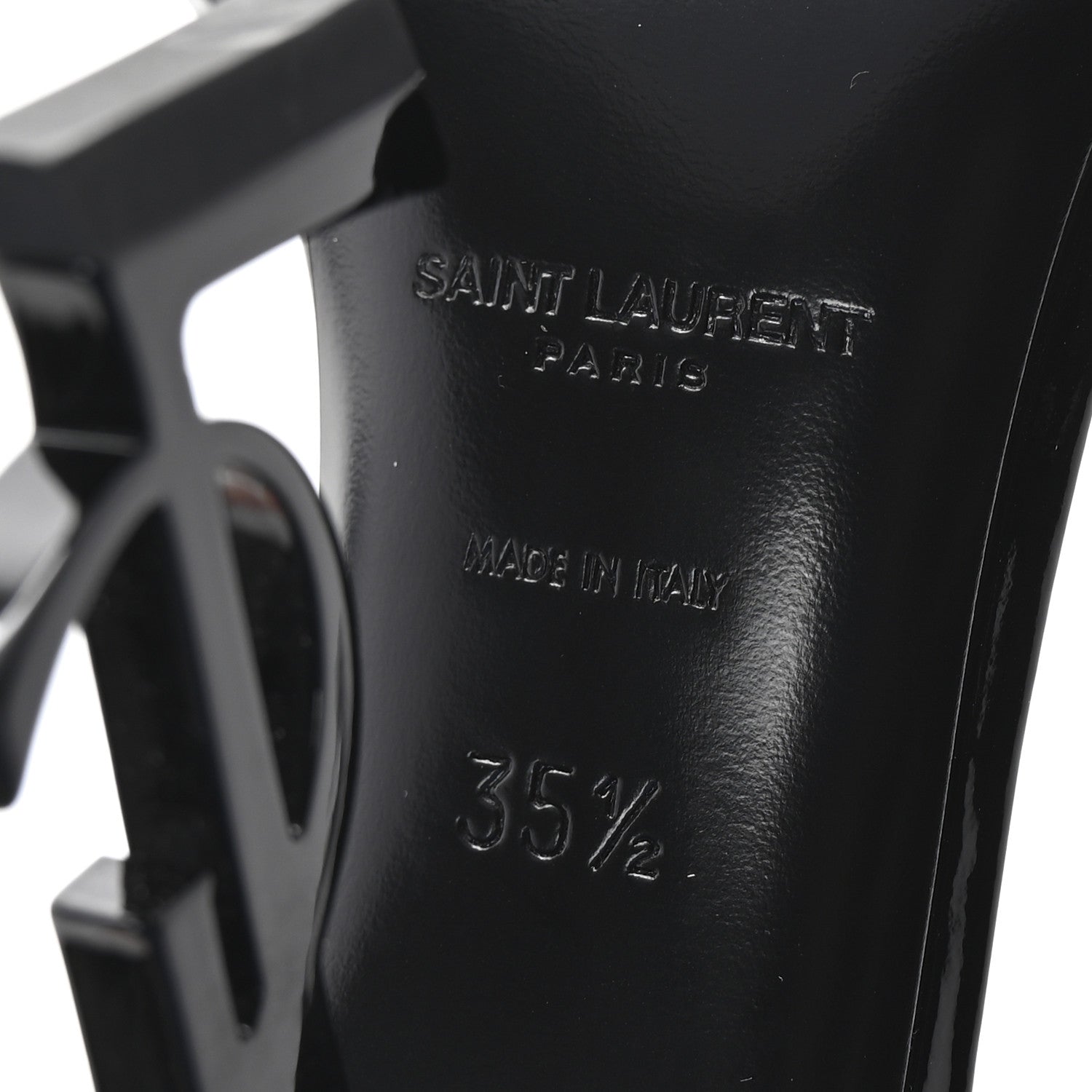Saint Laurent Patent Calfskin Opyum 110 Sandals 35.5 Black 7 of 10
