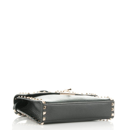 Valentino Garavani Pebbled Calfskin Medium Rockstud Flip Lock Crossbody Bag Black 4 of 6