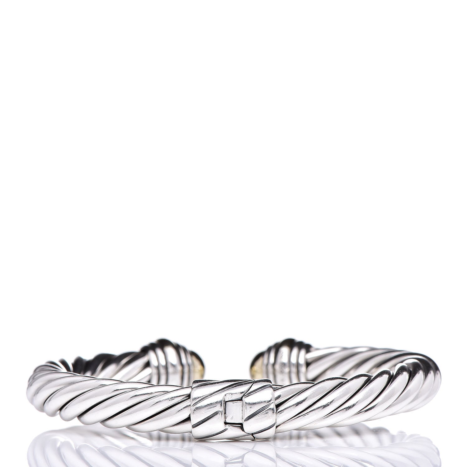 David Yurman Sterling Silver 14K Yellow Gold 8.5mm Cable Classics Bracelet 3 of 5