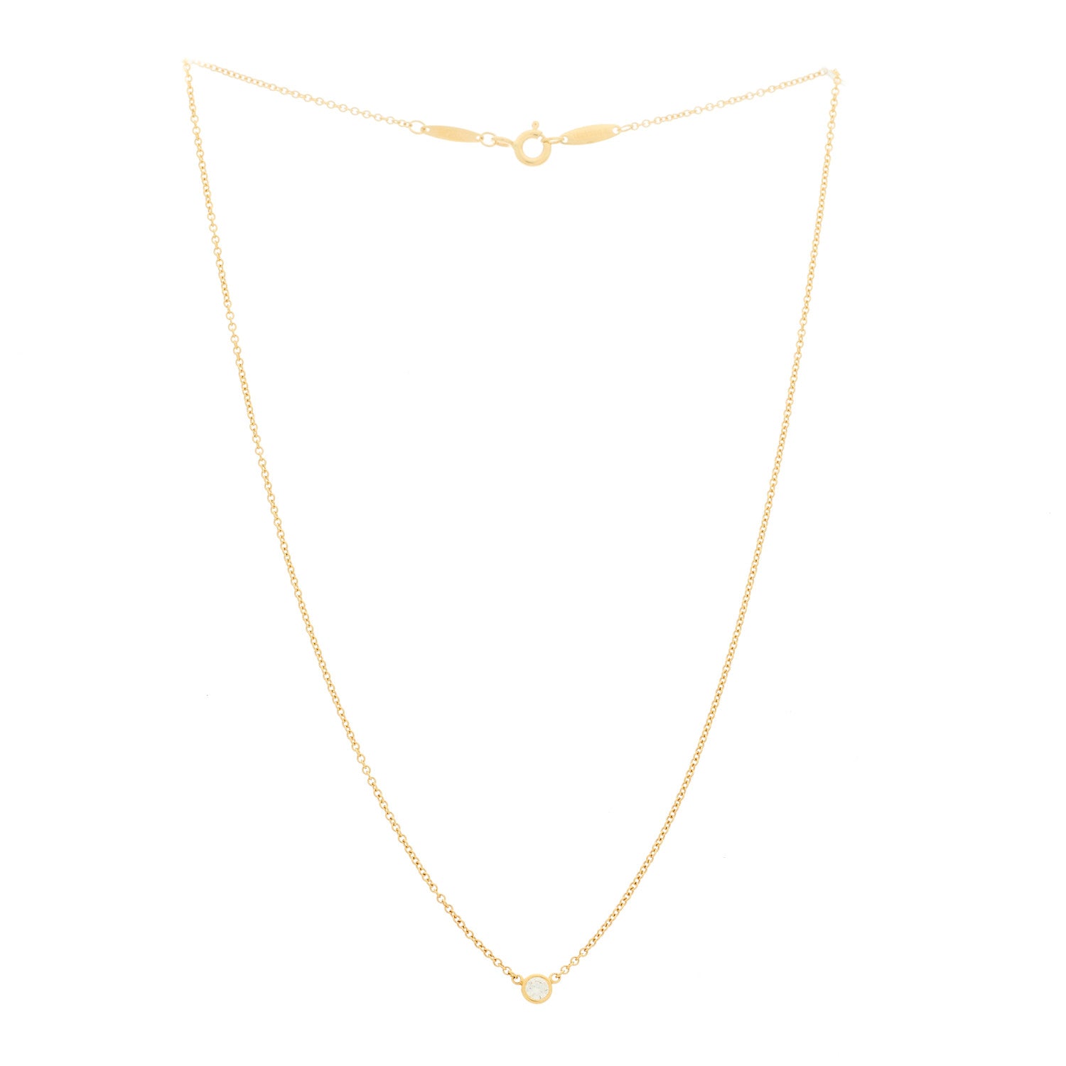 Tiffany 18K Yellow Gold Diamond .08ct Elsa Peretti Diamonds by the Yard Pendant Necklace 3 of 6