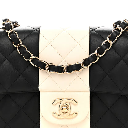 Chanel Lambskin Quilted Mini Rectangular Flap Black White 8 of 14