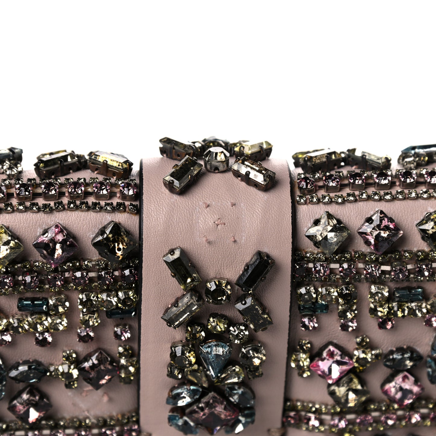 Vitello Crystal Embellished Medium Glam Lock Rockstud Flap Poudre