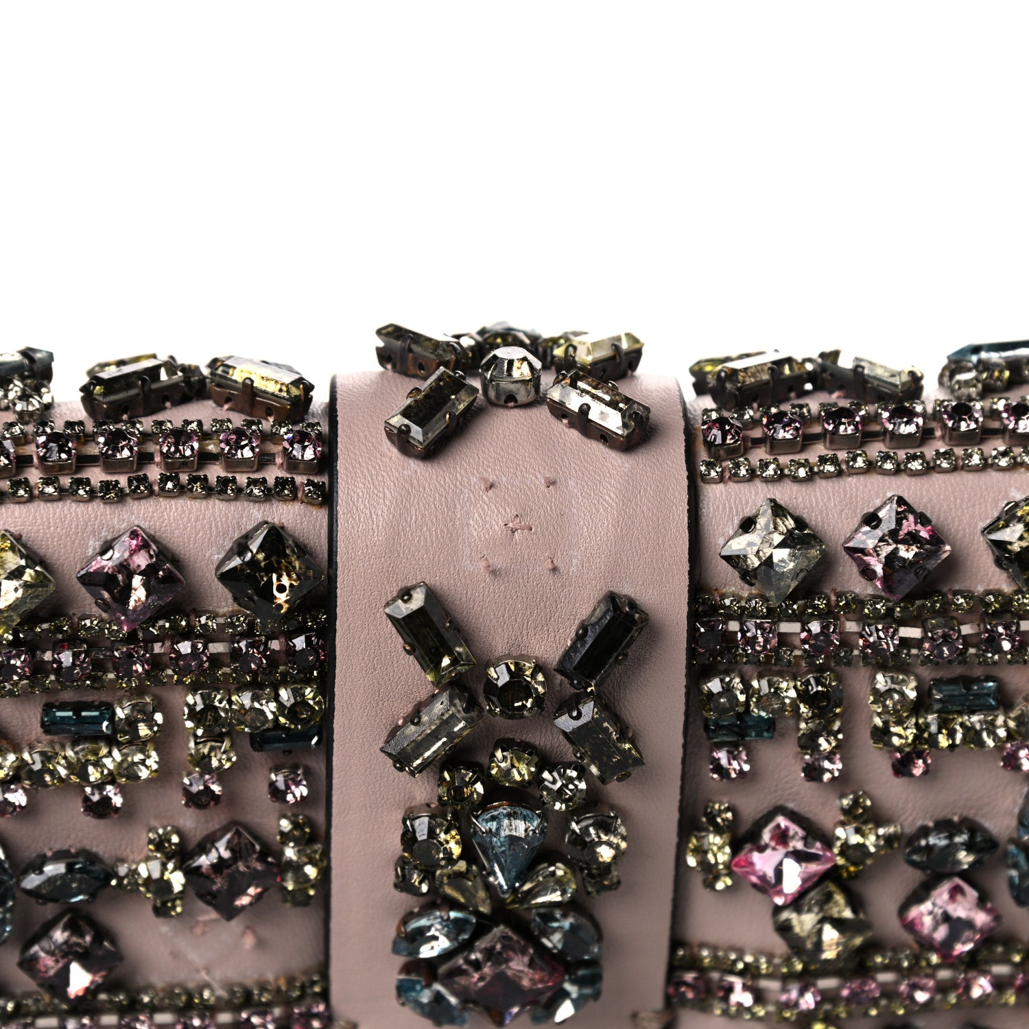 Valentino Garavani Vitello Crystal Embellished Medium Glam Lock Rockstud Flap Poudre 14 of 28