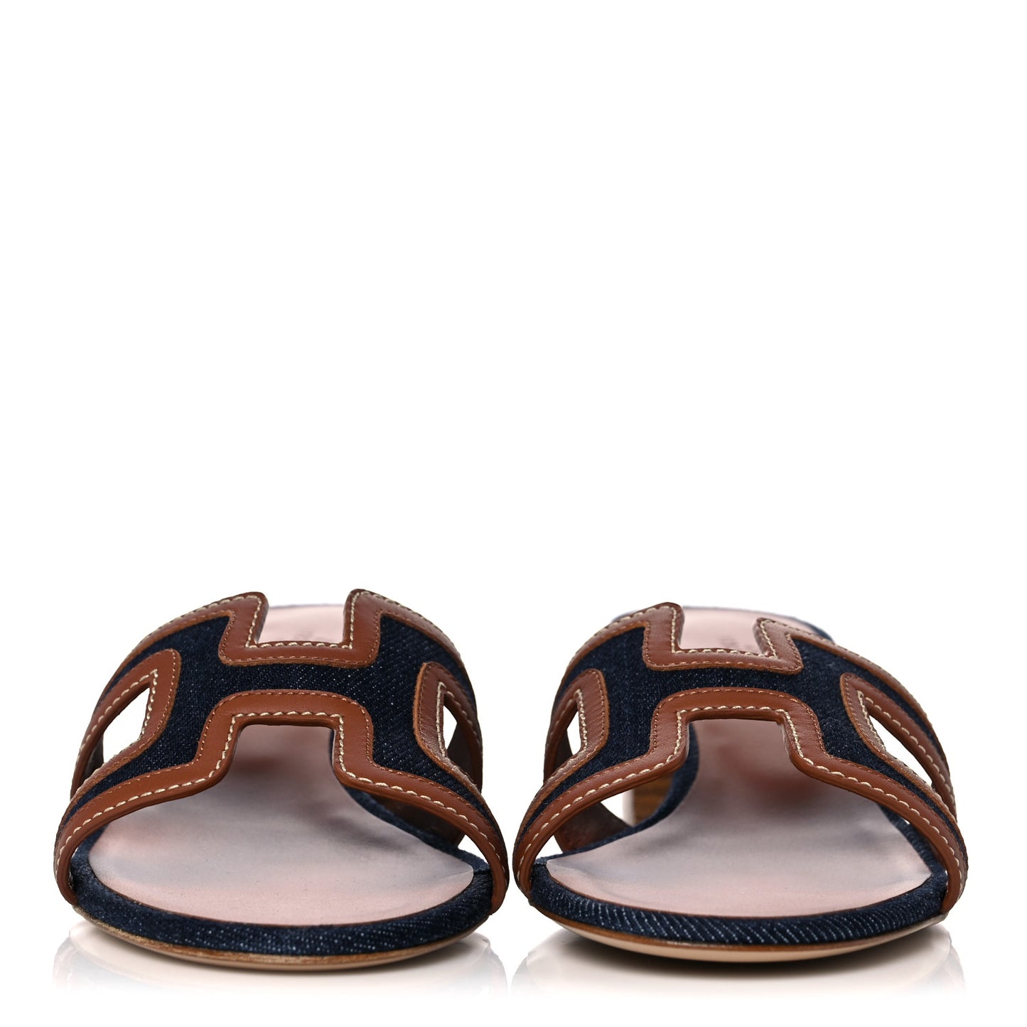 Calfskin Denim Oasis Sandals 37 Bleu Brut Gold