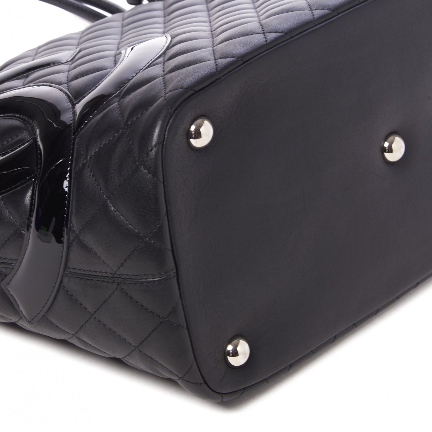 Calfskin Quilted Large Cambon Tote Black