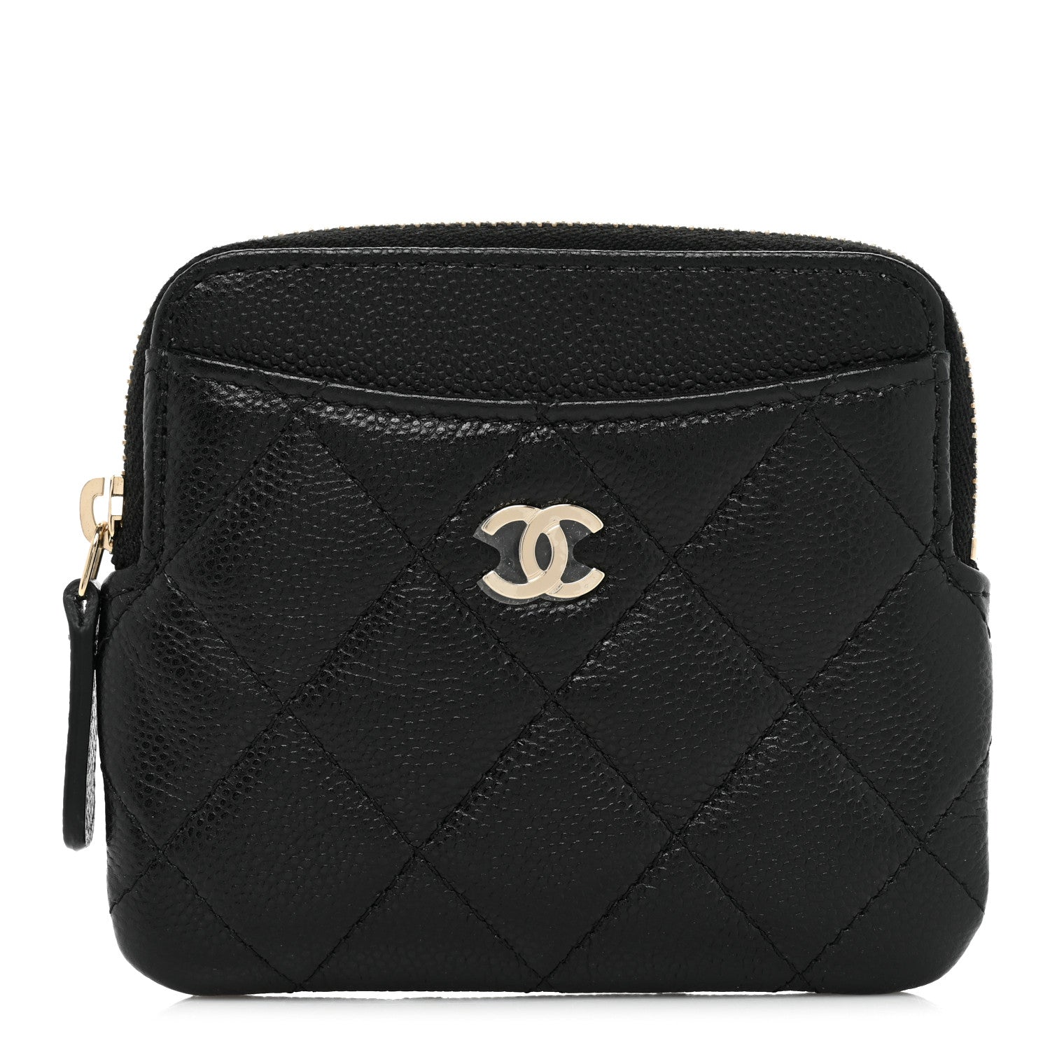Chanel Caviar Quilted Zip Card Holder Wallet Black 1 of 10