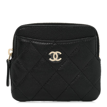 Chanel Caviar Quilted Zip Card Holder Wallet Black 1 of 10