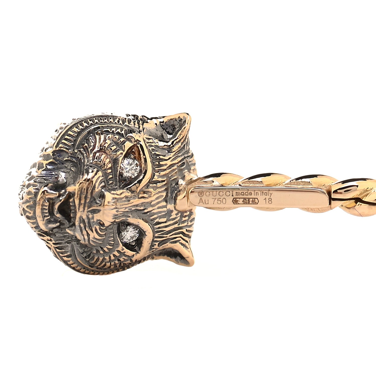 Gucci 18K Yellow Gold Diamond Citrine Pink Tourmaline Marche des Merveilles Feline Cuff Bracelet 5 of 6
