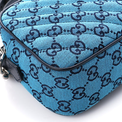 Gucci Monogram Multicolor Matelasse Diagonal Small GG Marmont Chain Shoulder Bag Light Blue 10 of 11