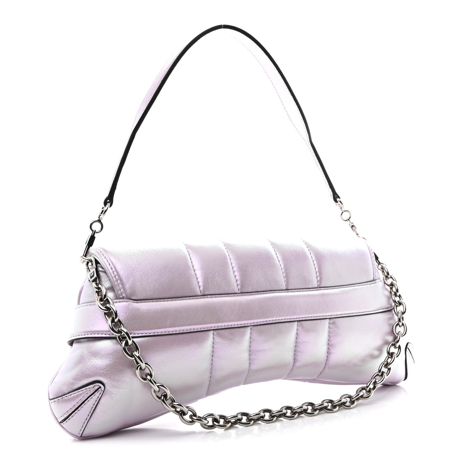 Gucci Iridescent Nappa Vertical Matelasse Medium Maxi Horsebit Chain Shoulder Bag Escape Pink 3 of 10