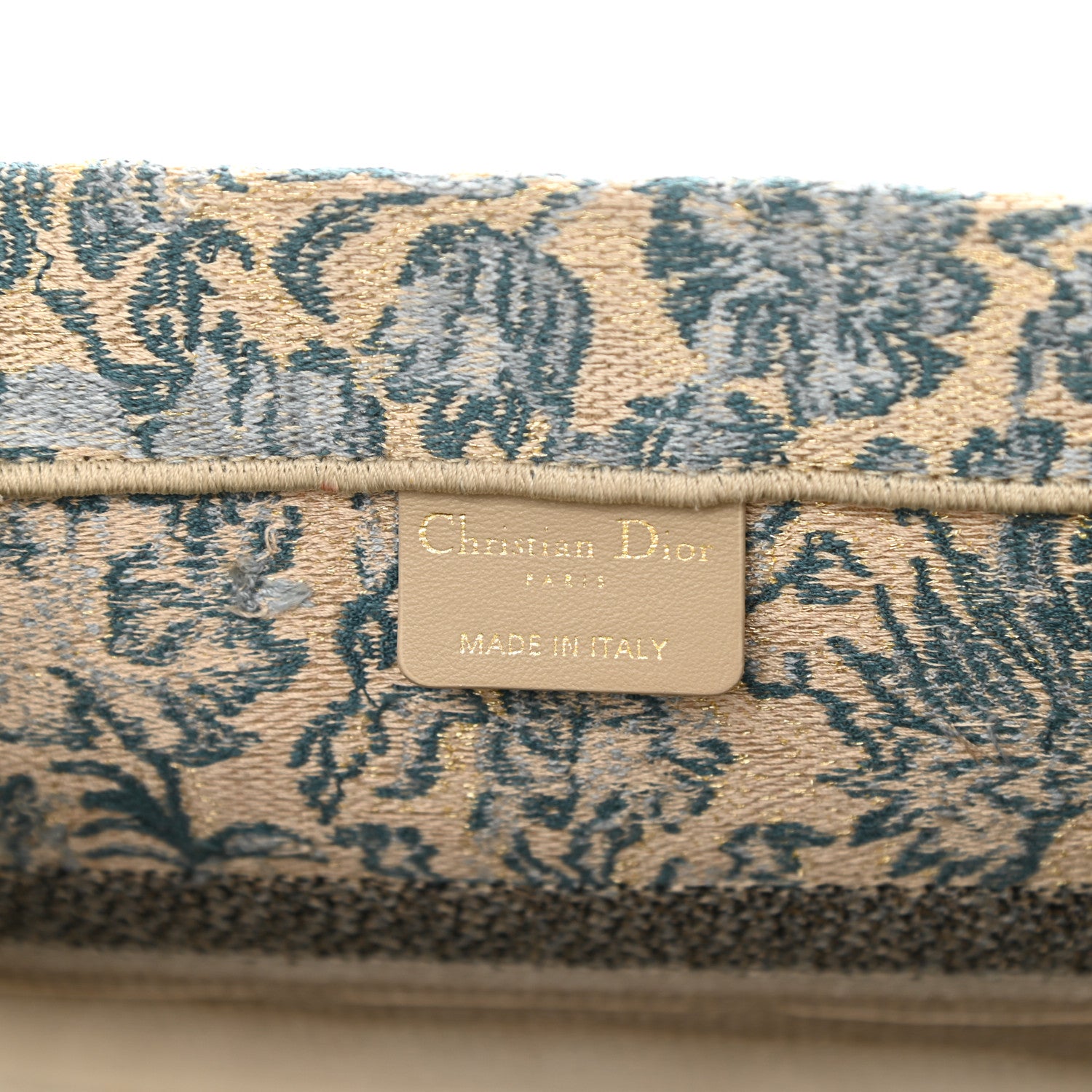 Christian Dior Canvas Embroidered Medium Brocart Book Tote Metallic Blue 6 of 8