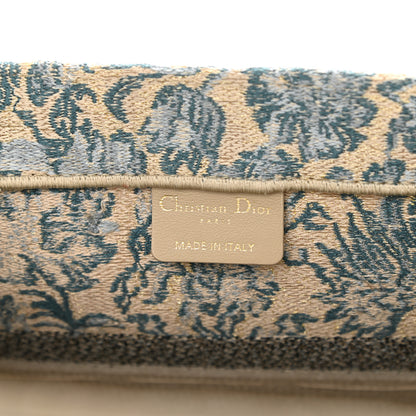 Christian Dior Canvas Embroidered Medium Brocart Book Tote Metallic Blue 6 of 8