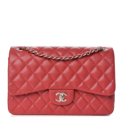 Chanel Caviar Quilted Jumbo Double Flap Red 1 of 11