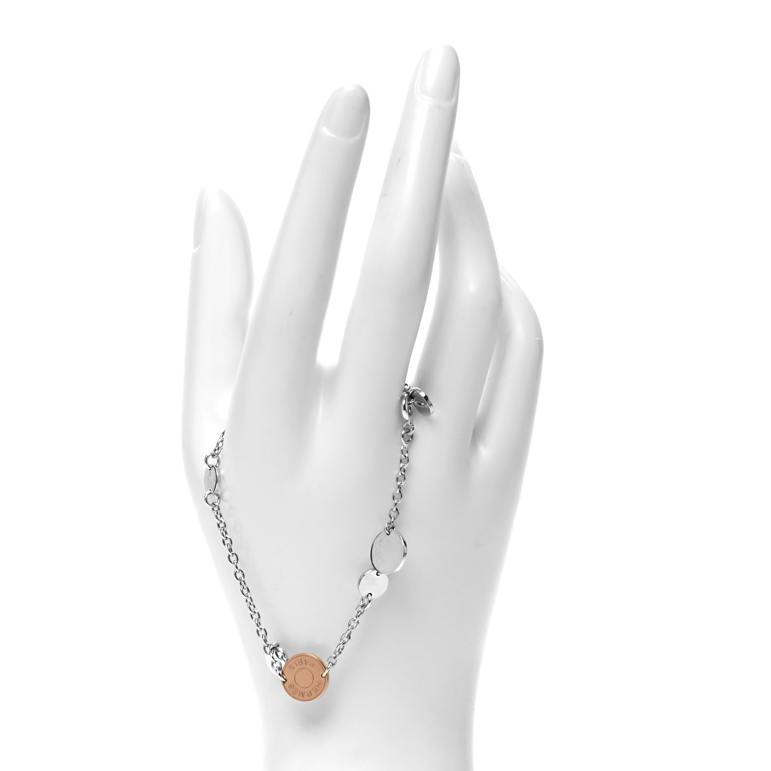Hermes Sterling Silver 18K Rose Gold Confettis Bracelet 2 of 5