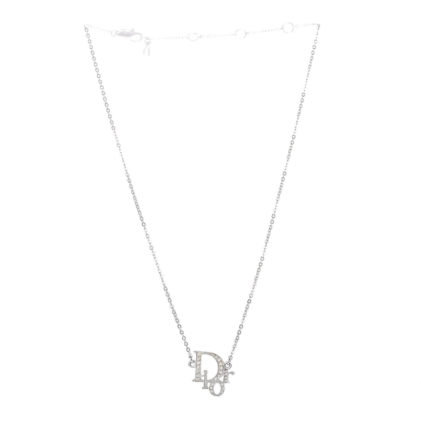 Crystal Logo Necklace Silver