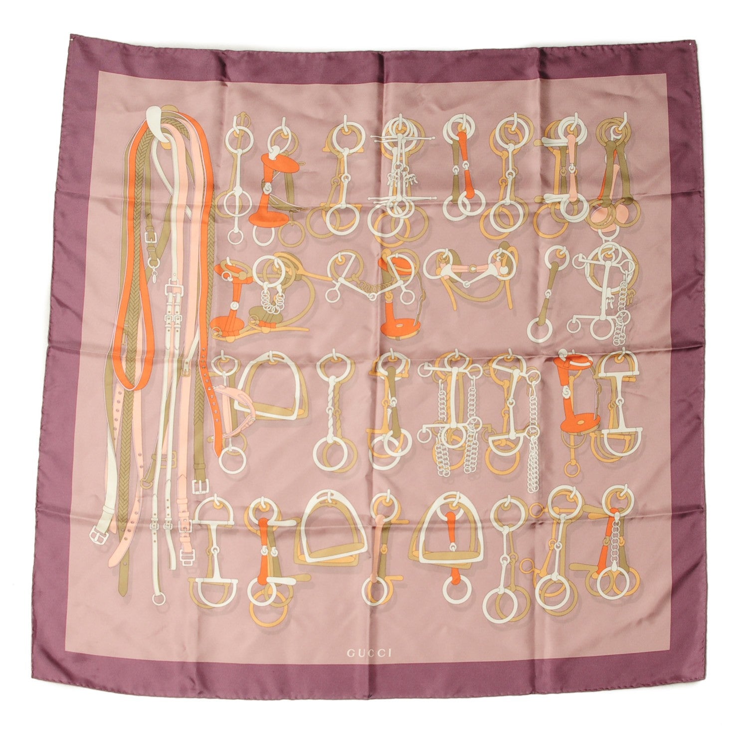 Gucci Silk Equestrian Square Scarf Purple 2 of 3