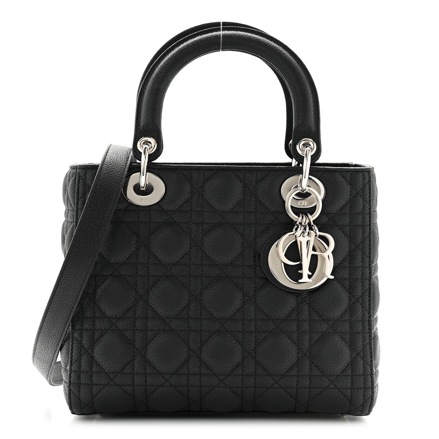 Christian Dior Grained Calfskin Cannage Medium Lady Dior Black 1 of 11