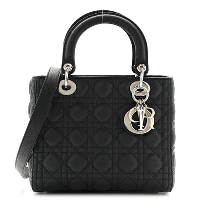 Christian Dior Grained Calfskin Cannage Medium Lady Dior Black 1 of 11