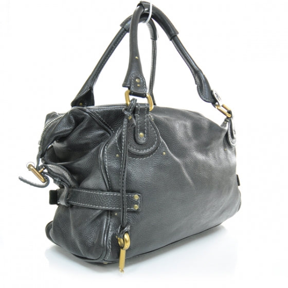 Leather Paddington Front Pocket Tote Black