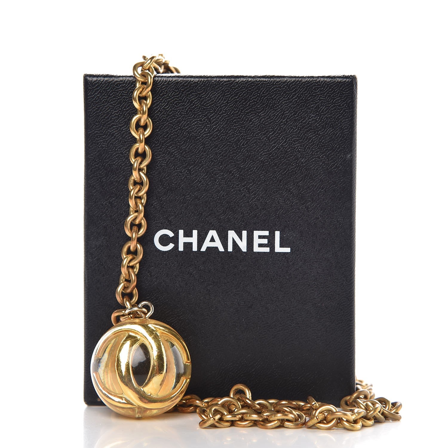 Chanel Resin Chain CC Pendant Necklace Gold 4 of 5