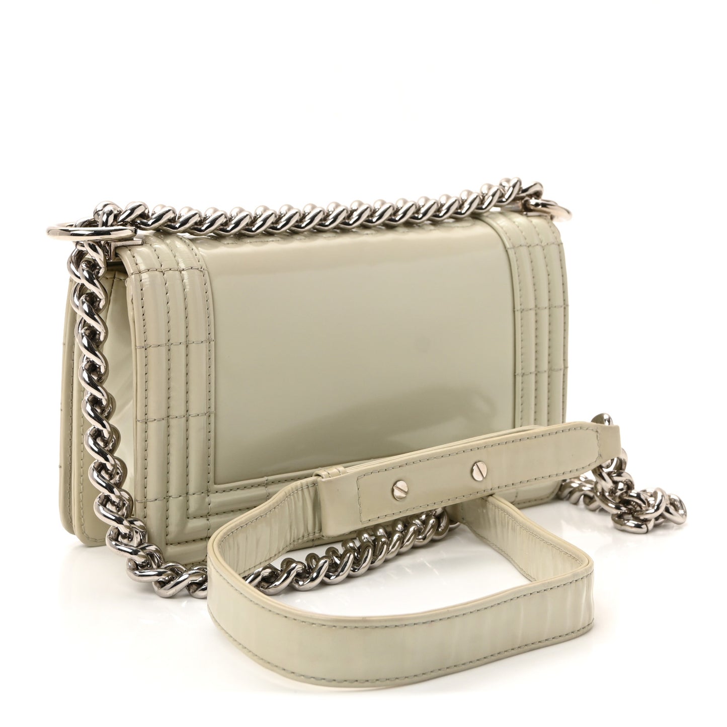 Glazed Calfskin Small Boy Flap Ivory