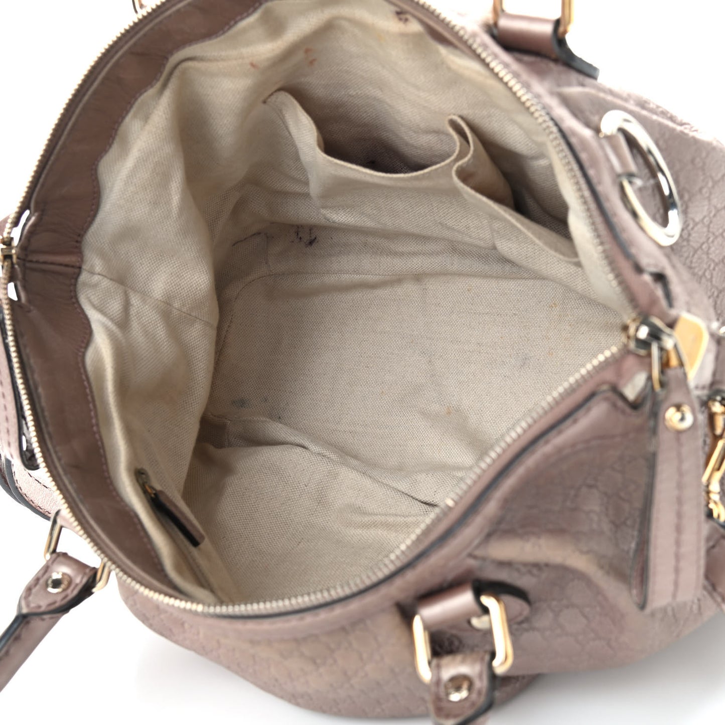 Metallic Microguccissima Medium Sukey Top Handle Bag Dark Cipria