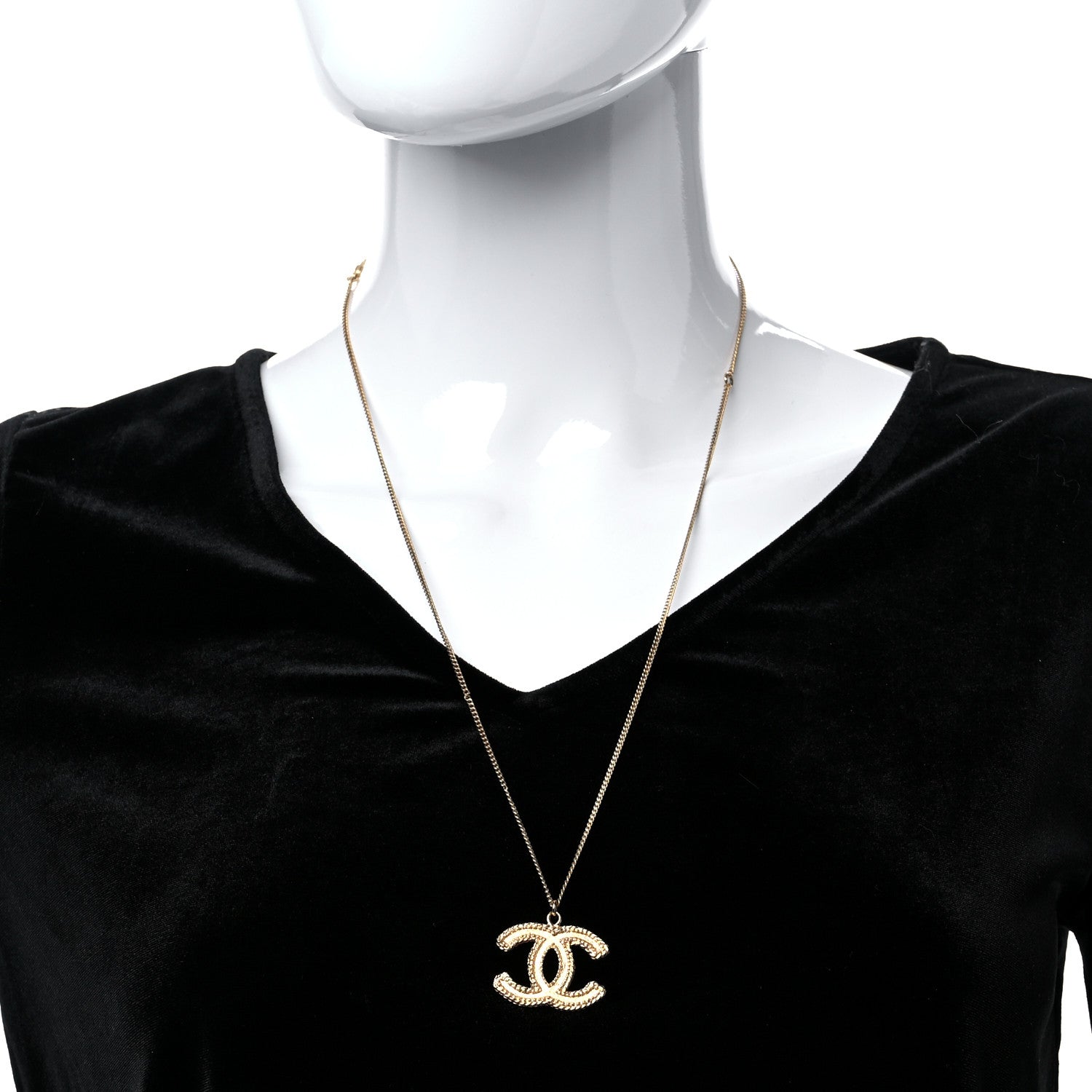 Chanel CC Necklace Matte Gold 2 of 7
