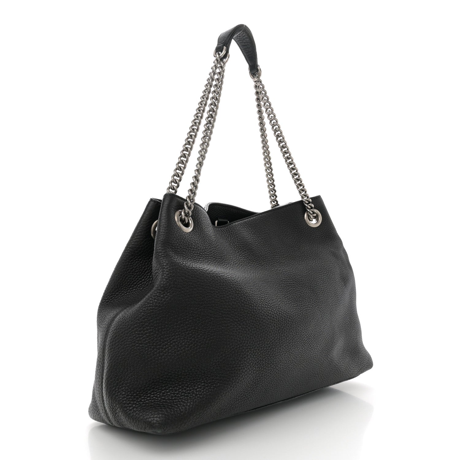 Gucci Pebbled Calfskin Studded Medium Soho Chain Shoulder Bag Black 3 of 13