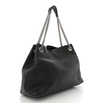 Gucci Pebbled Calfskin Studded Medium Soho Chain Shoulder Bag Black 3 of 13