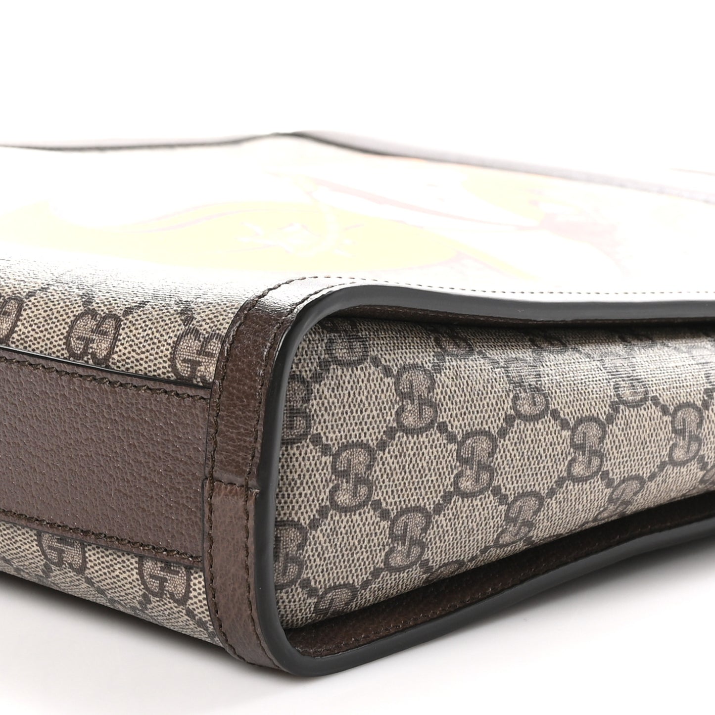 X BNF Supreme Monogram Textured Dollar Calfskin Bananya Print Top Slip Handle Tote Beige Ebony Multicolor New Acero