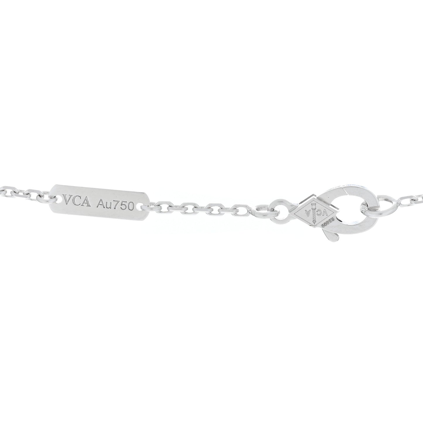 VAN CLEEF & ARPELS 18K White Gold Guilloche Vintage Alhambra Pendant Necklace
