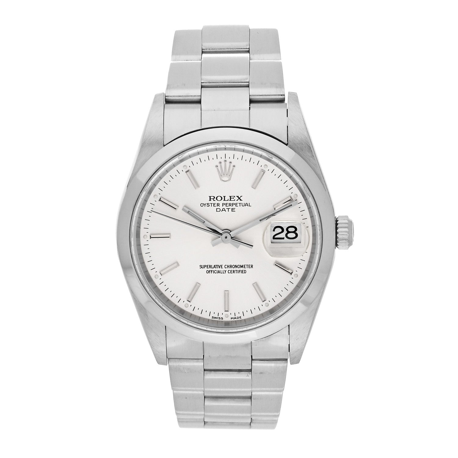 Rolex Stainless Steel 34mm Oyster Perpertual Date Watch Silver 15200 1 of 4