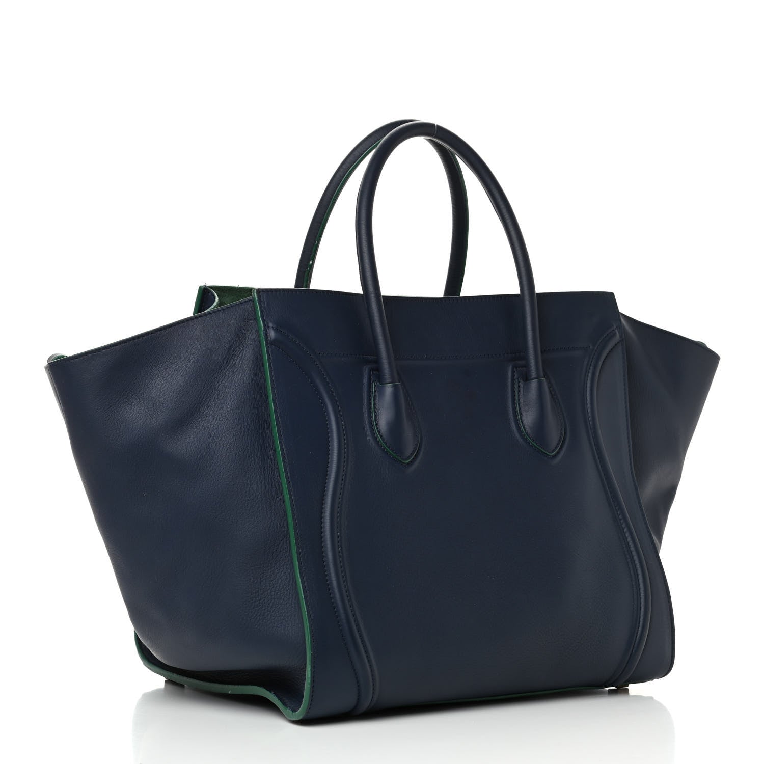 Celine Supple Calfskin Medium Phantom Luggage Navy Blue Green Trim 2 of 6