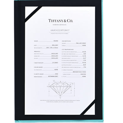 Tiffany Platinum Diamond .22ct Solitaire Engagement Ring 49 5 6 of 7