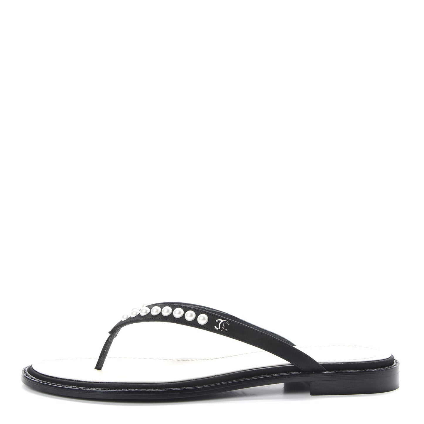 Suede Pearl Thong Sandals 42 Black