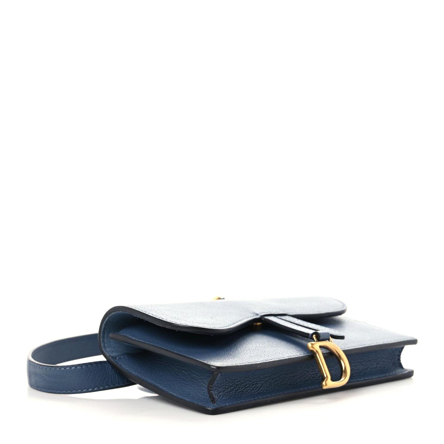 Goatskin Saddle Belt Clutch Denim Blue