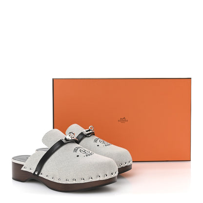 Hermes H Canvas Calfskin Carlotta Mules 37 Prunoir Black 18 of 18