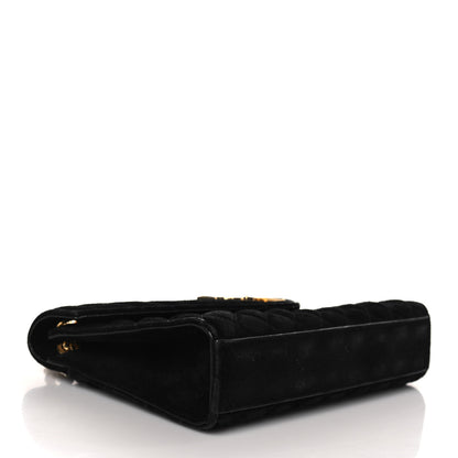 Saint Laurent Suede Mixed Matelasse Triquilt Medium Monogram Satchel Black 3 of 10