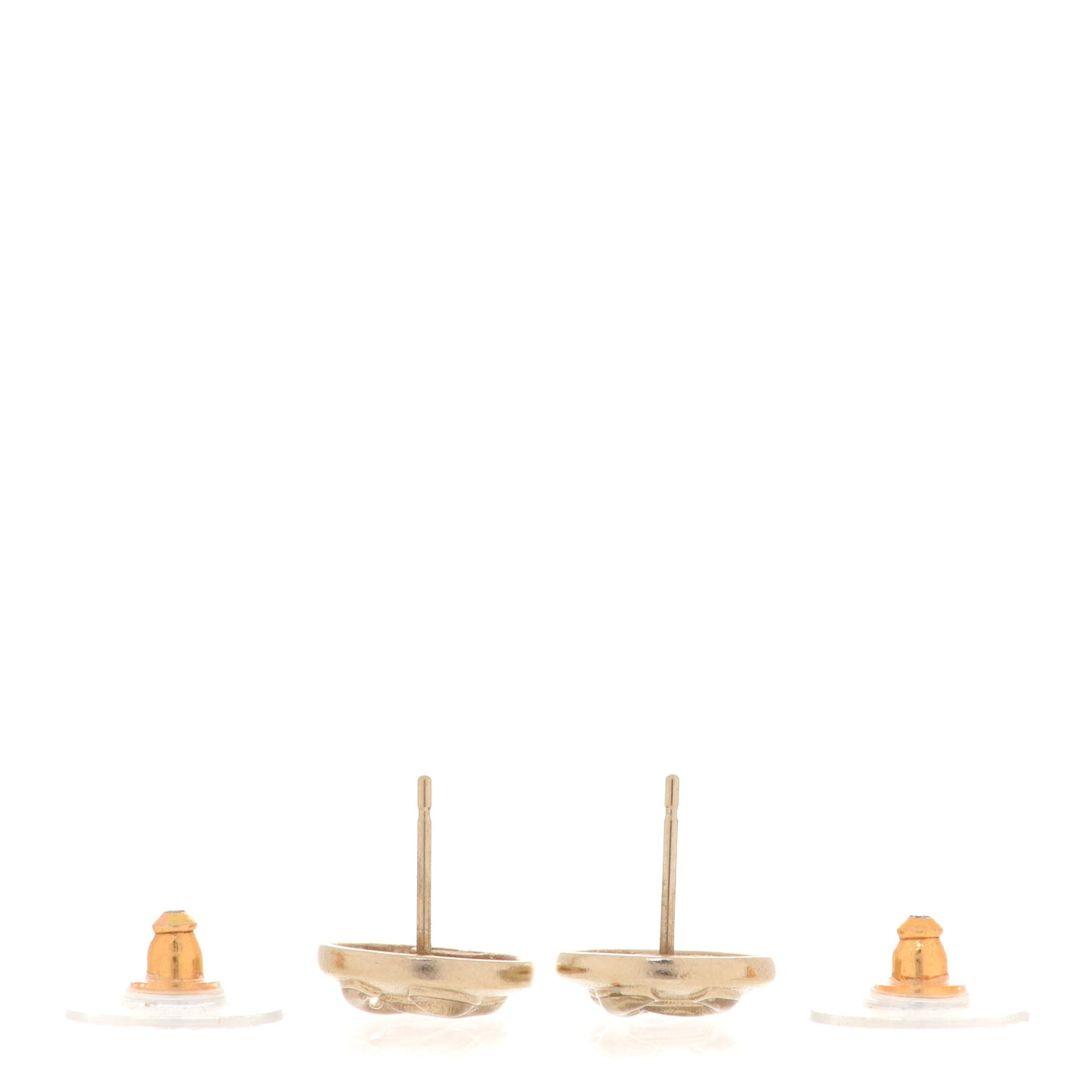 Metal CC Round Earrings Gold
