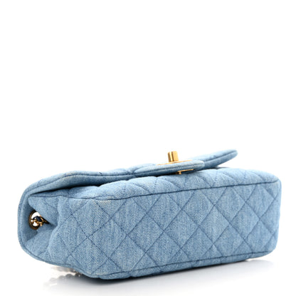 Chanel Denim Quilted Mini Pearl Crush Rectangular Flap Blue 4 of 11