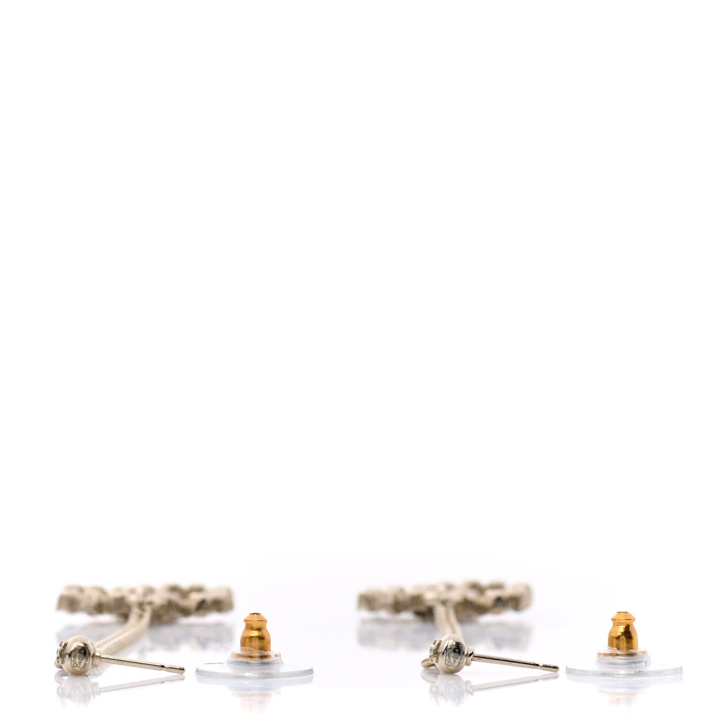 Crystal CC Drop Earrings Pink Grey Gold